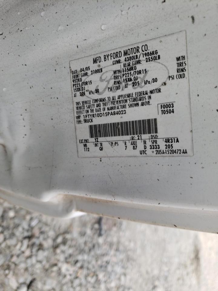 Photo 10 from auction – 2005 FORD RANGER with VIN 1FTYR10D15PA84023