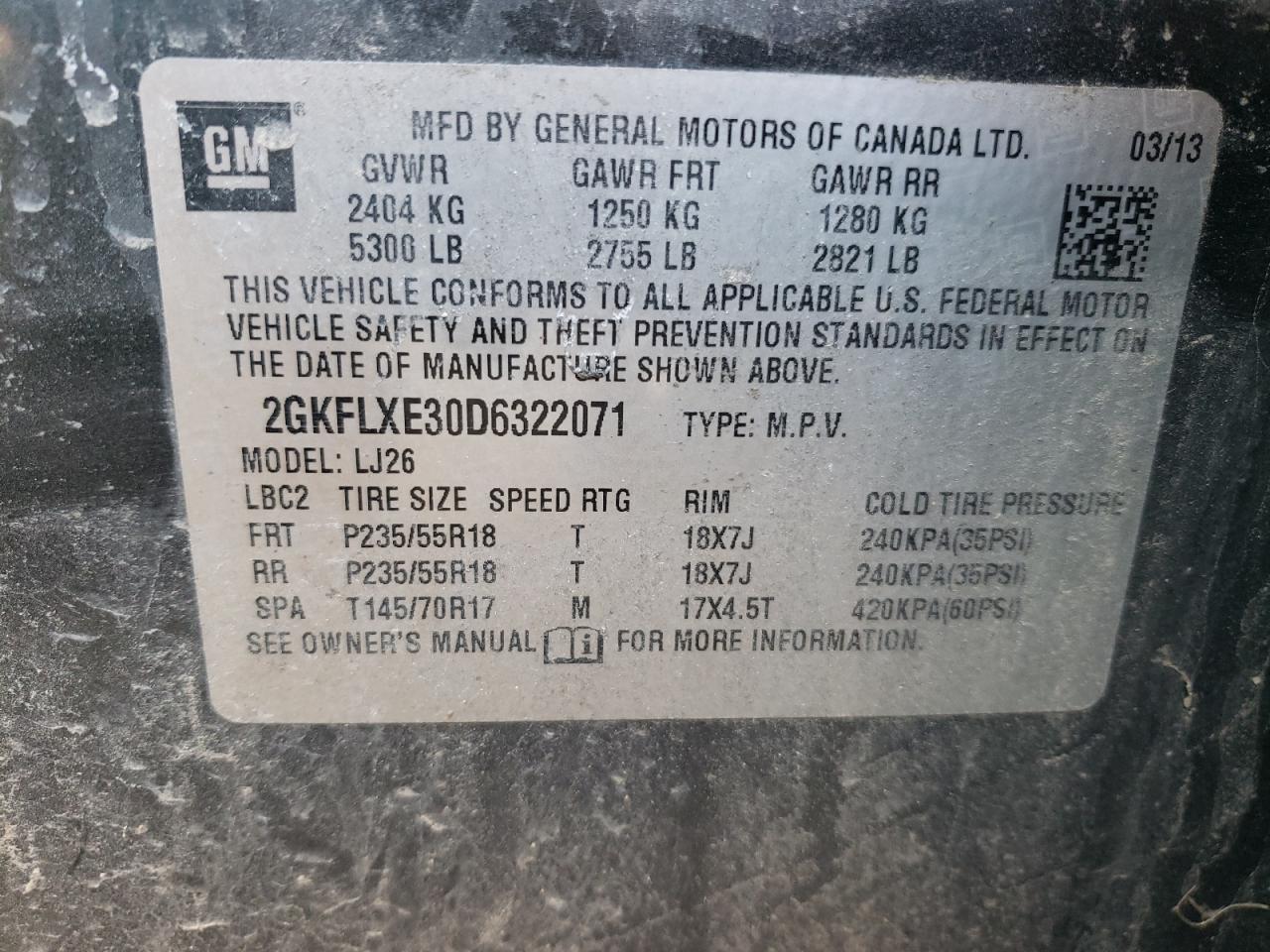 Фото 10 с аукциона – 2013 GMC TERRAIN SL с VIN 2GKFLXE30D6322071