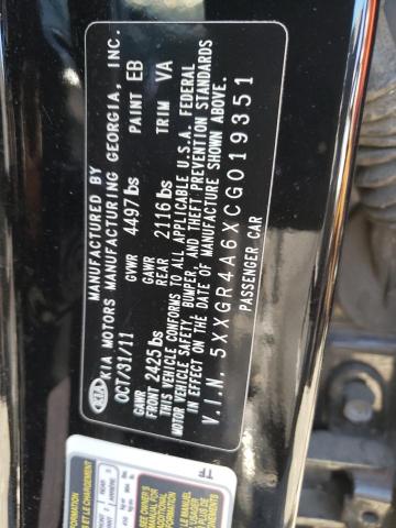 Photo 10 from auction – 2012 KIA OPTIMA SX with VIN 5XXGR4A6XCG019351