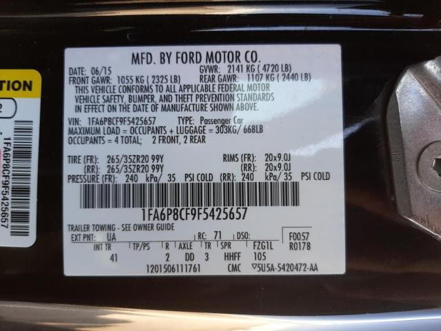 Photo 10 from auction – 2015 FORD MUSTANG GT with VIN 1FA6P8CF9F5425657