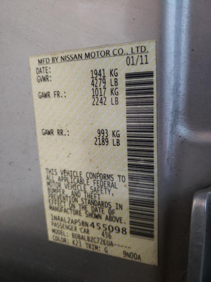 Photo 10 from auction – 2011 NISSAN ALTIMA BAS with VIN 1N4AL2AP5BN455098
