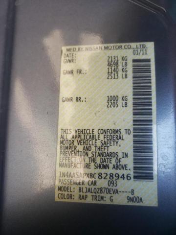Photo 10 from auction – 2011 NISSAN MAXIMA S with VIN 1N4AA5APXBC828946
