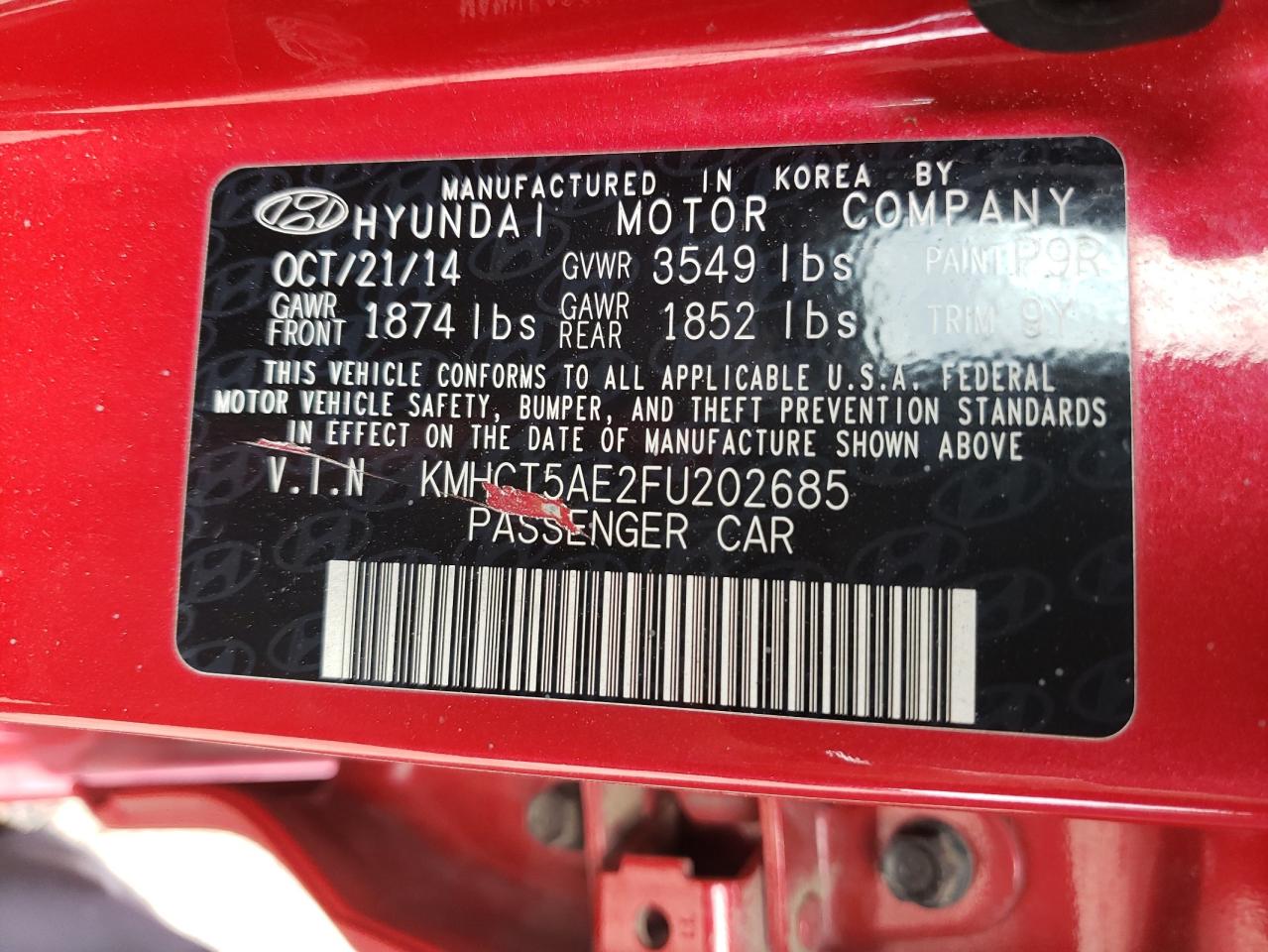 Photo 10 from auction – 2015 HYUNDAI ACCENT GS with VIN KMHCT5AE2FU202685