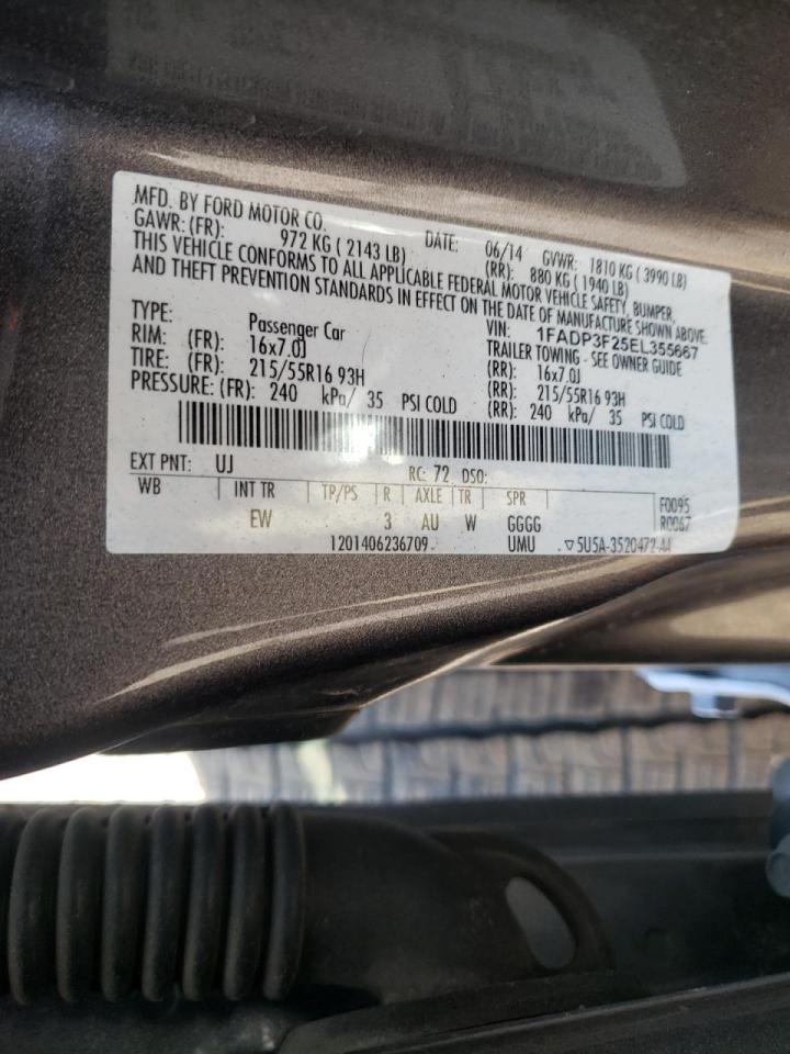 Photo 10 from auction – 2014 FORD FOCUS SE with VIN 1FADP3F25EL355667
