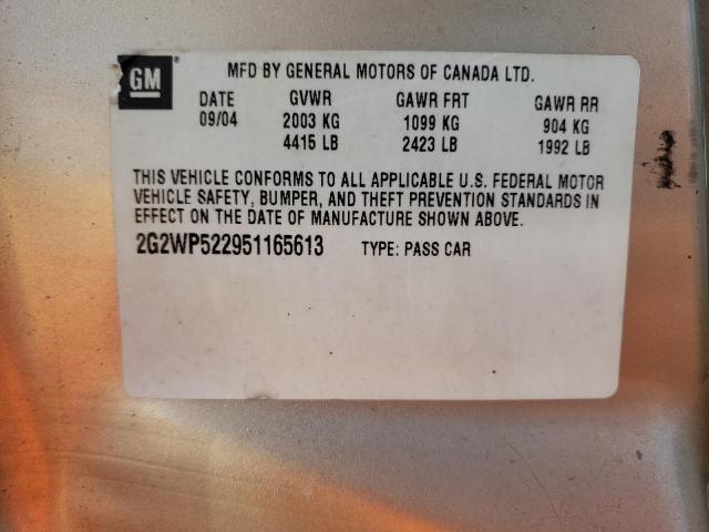 Photo 10 from auction – 2005 PONTIAC GRAND PRIX with VIN 2G2WP522951165613