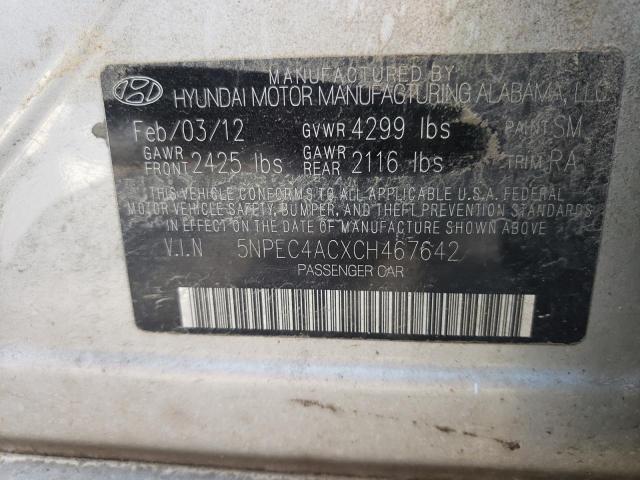 Photo 10 from auction – 2012 HYUNDAI SONATA SE with VIN 5NPEC4ACXCH467642