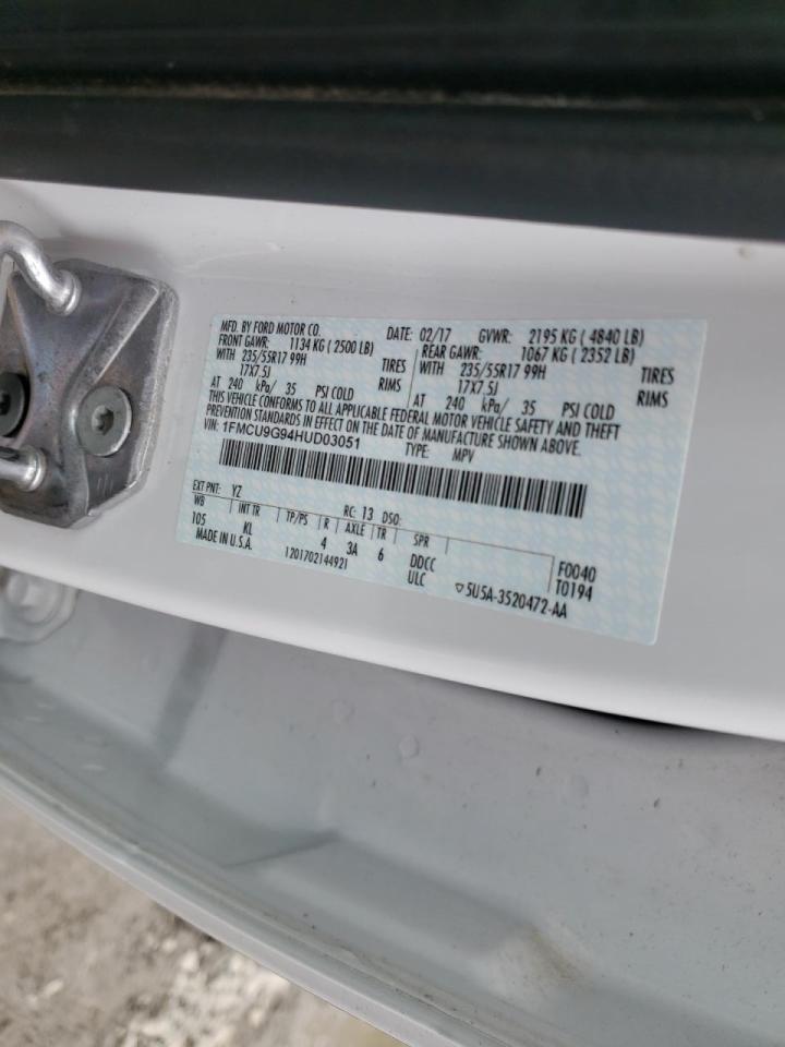 Photo 10 from auction – 2017 FORD ESCAPE SE with VIN 1FMCU9G94HUD03051