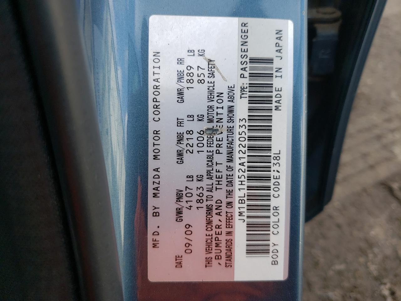 Photo 10 from auction – 2010 MAZDA 3 S with VIN JM1BL1H52A1220533