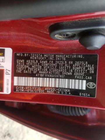 Photo 10 from auction – 2016 TOYOTA CAMRY LE with VIN 4T1BF1FK8GU597807