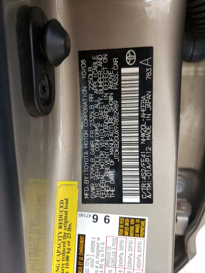 Photo 10 from auction – 2009 TOYOTA PRIUS with VIN JTDKB20UX97852989