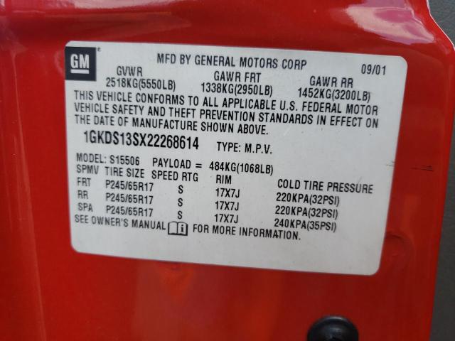 Photo 10 from auction – 2002 GMC ENVOY with VIN 1GKDS13SX22268614