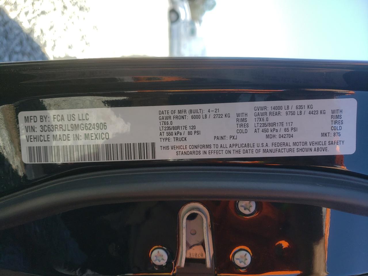 Photo 10 from auction – 2021 RAM 3500 LARAM with VIN 3C63RRJL9MG624906