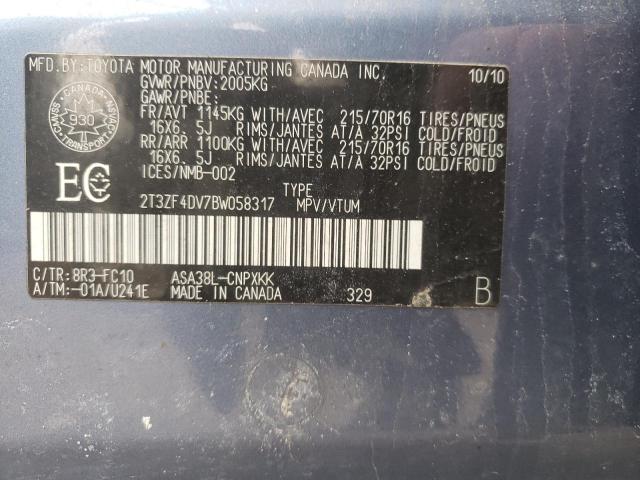 Photo 10 from auction – 2011 TOYOTA RAV4 with VIN 2T3ZF4DV7BW058317