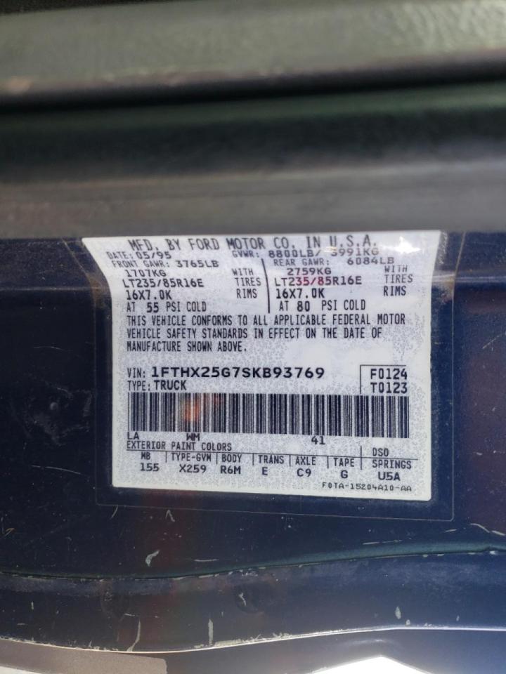 Photo 10 from auction – 1995 FORD F250 with VIN 1FTHX25G7SKB93769