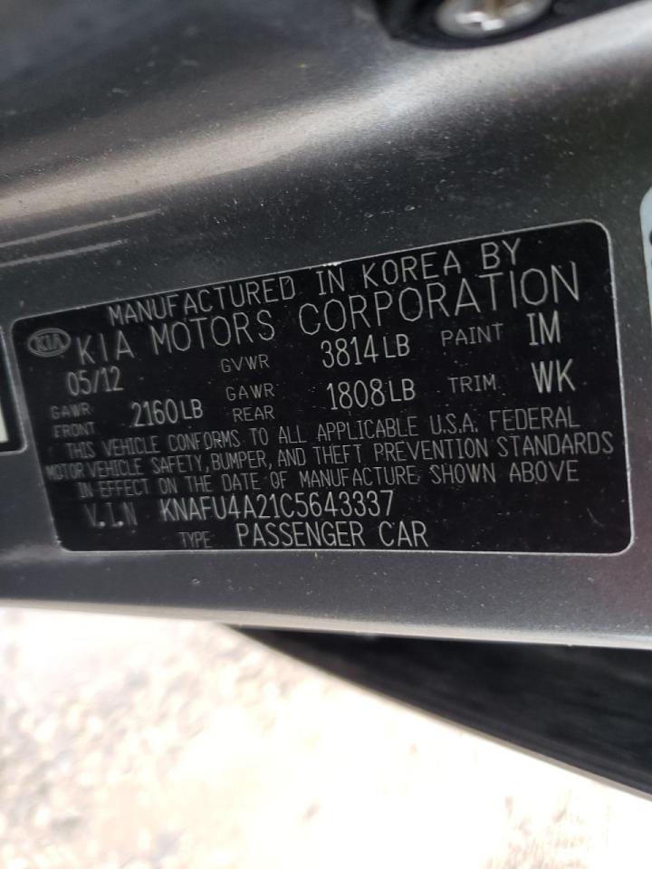 Photo 10 from auction – 2012 KIA FORTE EX with VIN KNAFU4A21C5643337