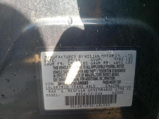 Photo 10 from auction – 2014 NISSAN SENTRA S with VIN 3N1AB7AP3EL686583