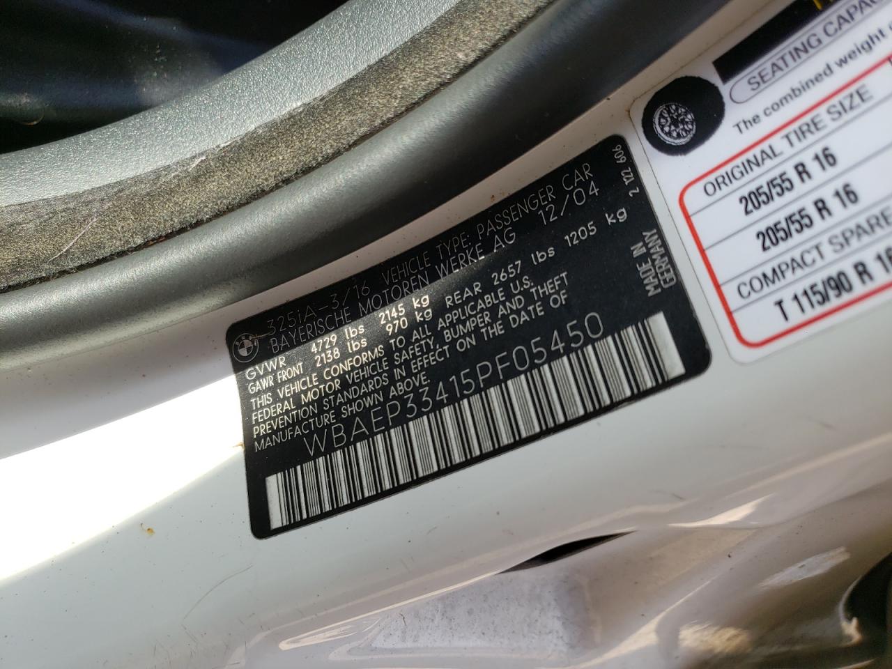 Photo 10 from auction – 2005 BMW 325 XIT with VIN WBAEP33415PF05450