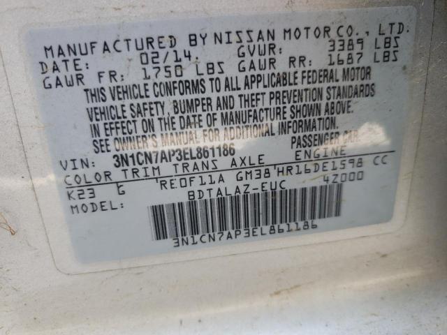 Photo 10 from auction – 2014 NISSAN VERSA with VIN 3N1CN7AP3EL861186