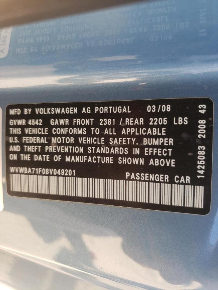 Photo 10 from auction – 2008 VOLKSWAGEN EOS TURBO with VIN WVWBA71F08V049201