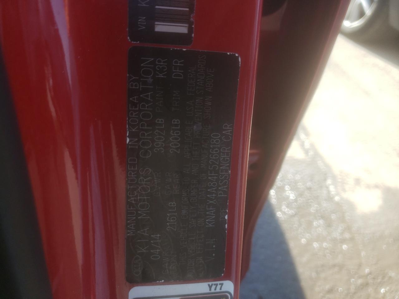 Photo 10 from auction – 2015 KIA FORTE EX with VIN KNAFX4A84F5266180