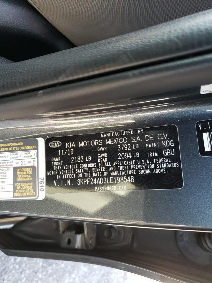 Photo 10 from auction – 2020 KIA FORTE FE with VIN 3KPF24AD3LE198548