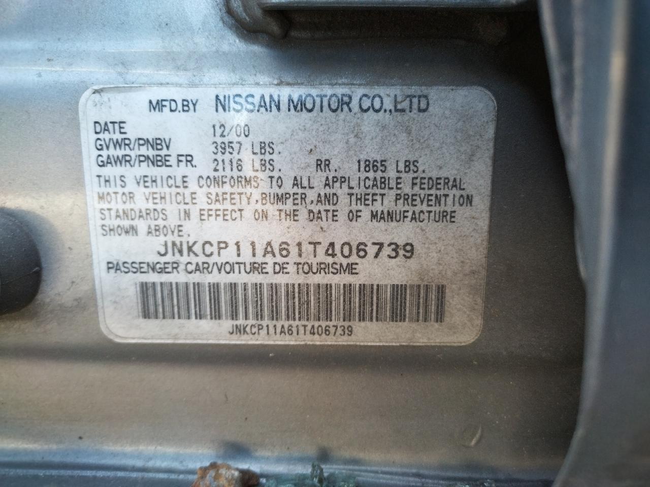Photo 10 from auction – 2001 INFINITI G20 with VIN JNKCP11A61T406739
