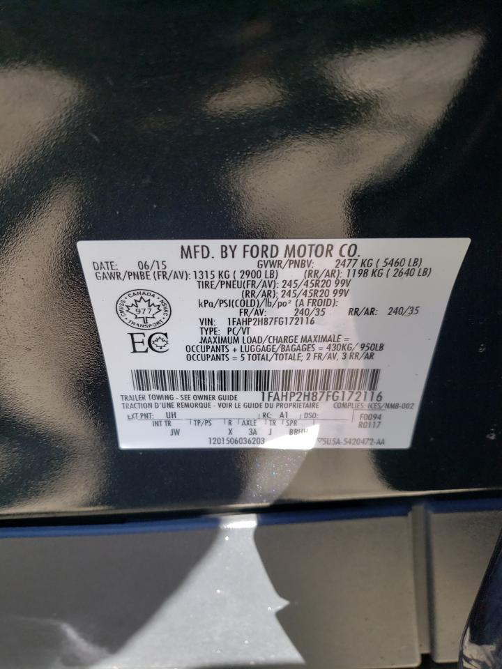 Photo 10 from auction – 2015 FORD TAURUS SEL with VIN 1FAHP2H87FG172116