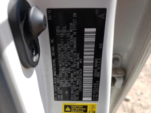 Photo 10 from auction – 2012 TOYOTA HIGHLANDER with VIN 5TDYK3EH7CS074434