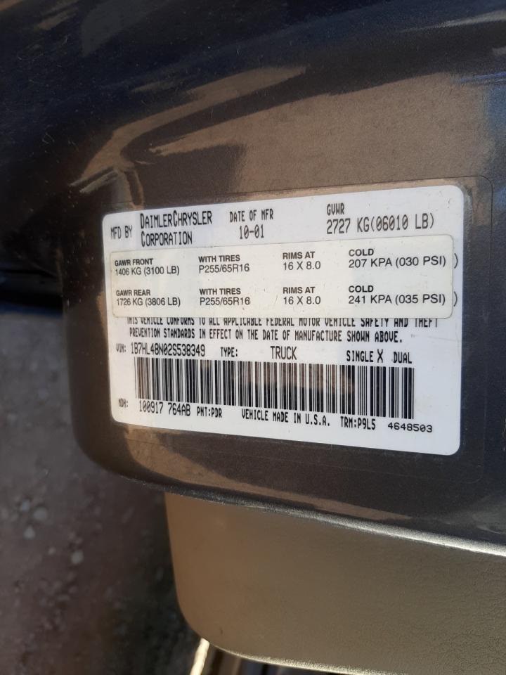 Photo 10 from auction – 2002 DODGE DAKOTA QUA with VIN 1B7HL48N02S538349