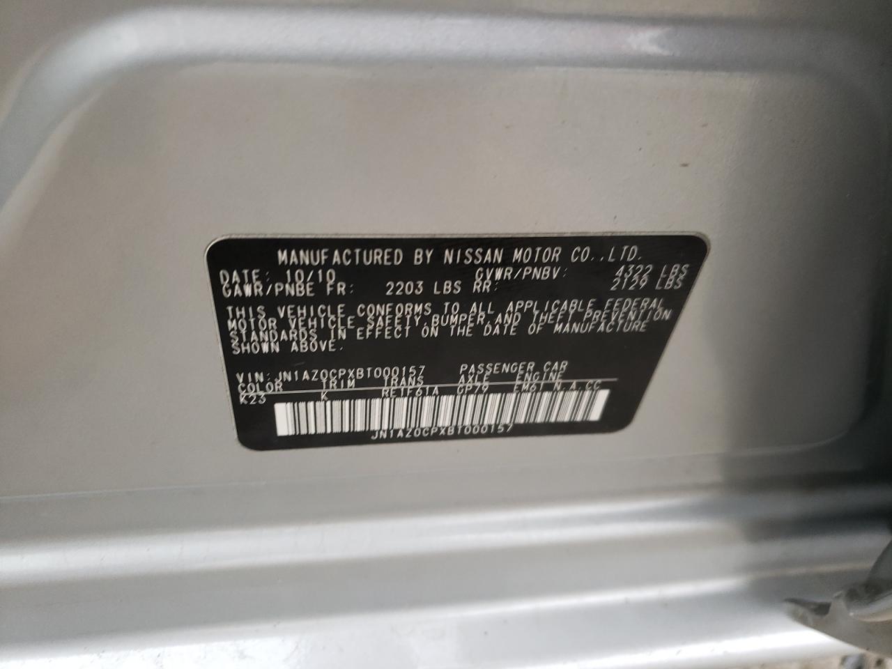 Photo 10 from auction – 2011 NISSAN LEAF SV with VIN JN1AZ0CPXBT000157