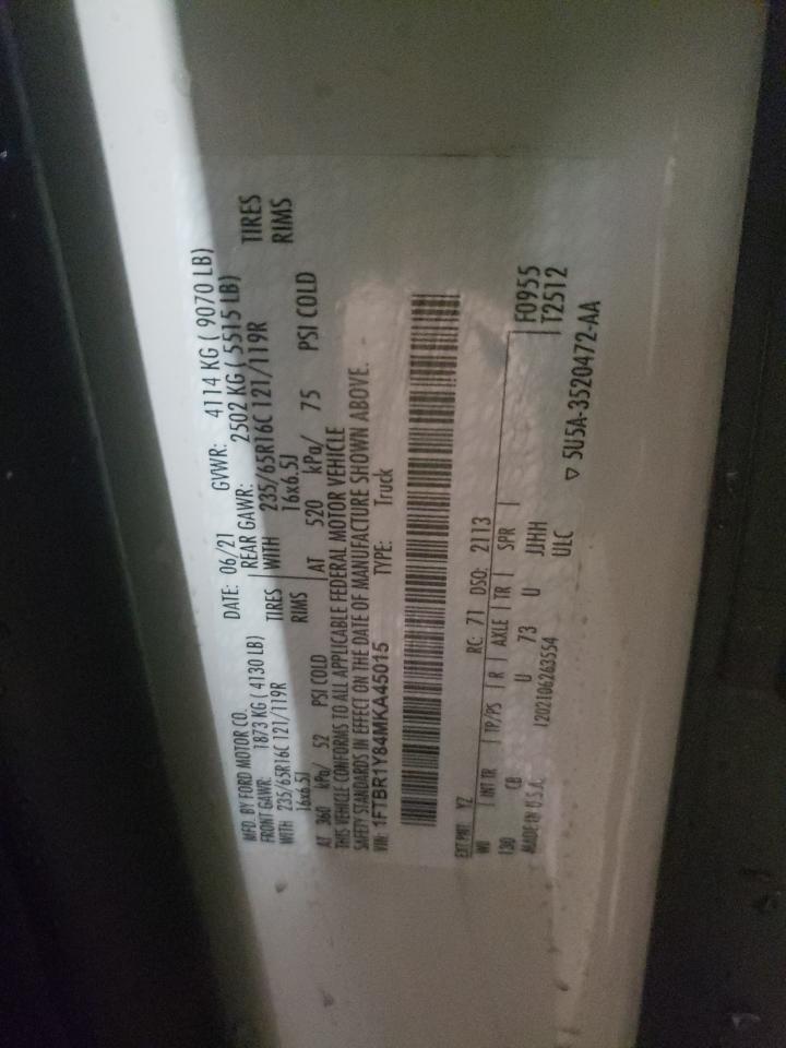 Photo 10 from auction – 2021 FORD TRANSIT T- with VIN 1FTBR1Y84MKA45015