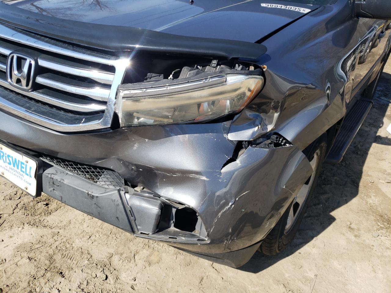 Photo 9 from auction – 2013 HONDA PILOT LX with VIN 5FNYF4H2XDB037045