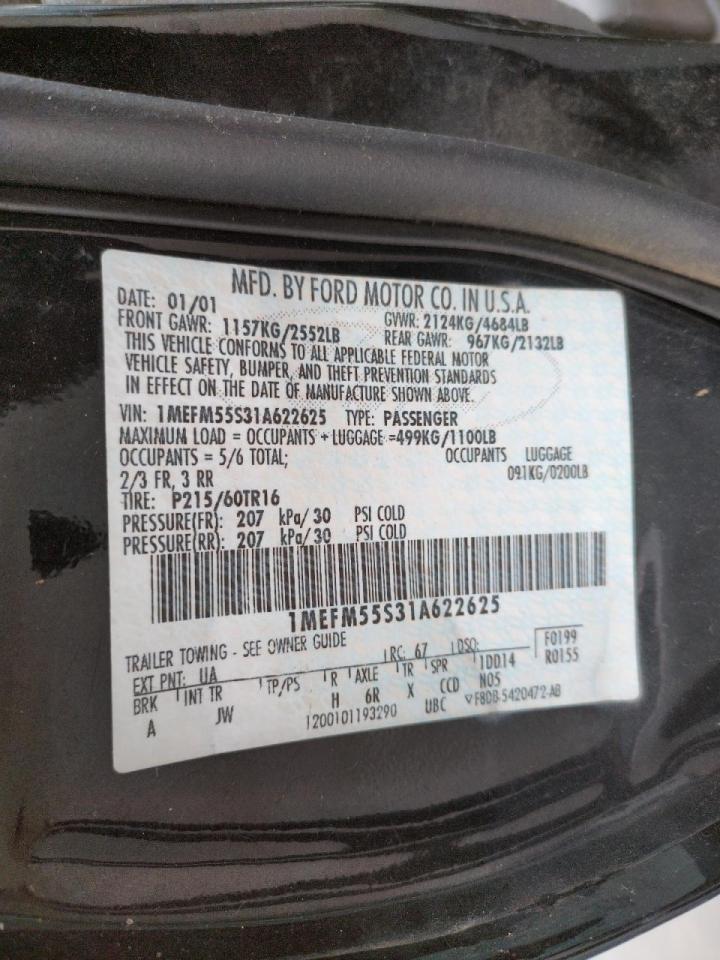 Photo 10 from auction – 2001 MERCURY SABLE LS P with VIN 1MEFM55S31A622625