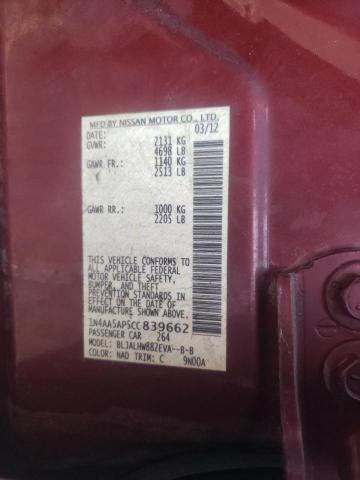 Photo 10 from auction – 2012 NISSAN MAXIMA S with VIN 1N4AA5AP5CC839662