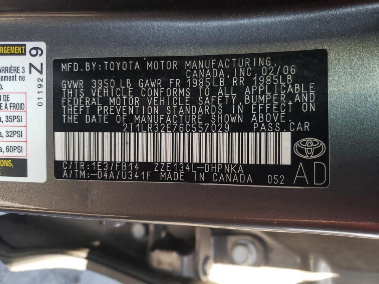 Photo 10 from auction – 2006 TOYOTA MATRIX with VIN 2T1LR32E76C557029