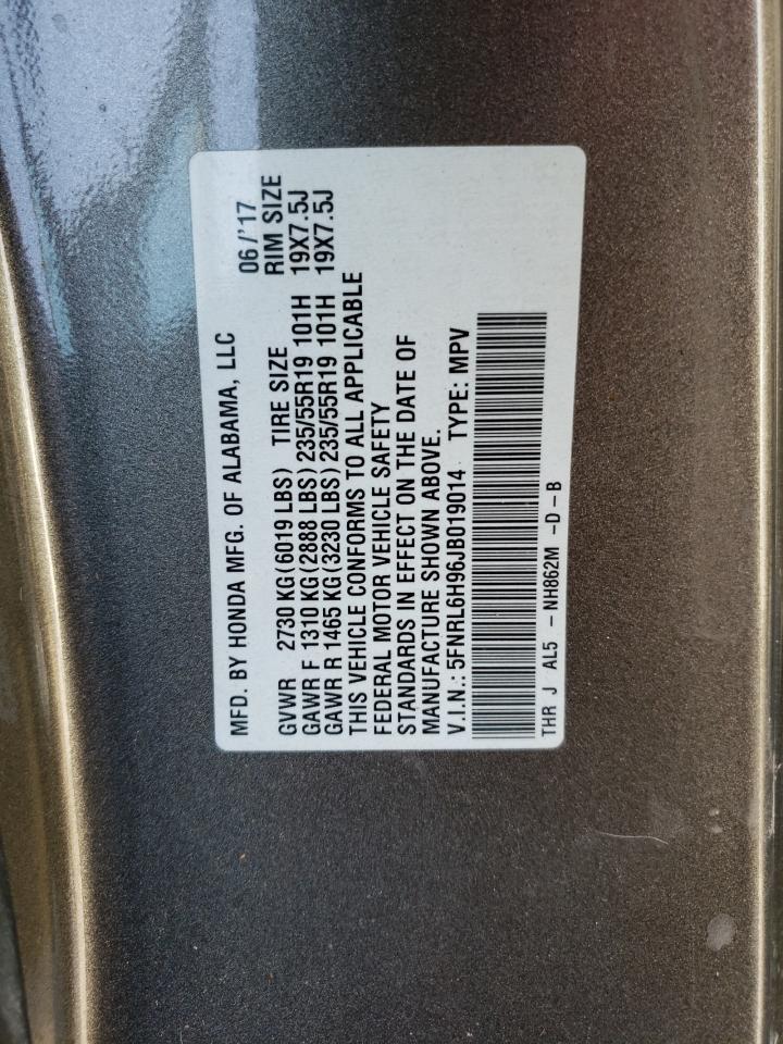 Photo 10 from auction – 2018 HONDA ODYSSEY EL with VIN 5FNRL6H96JB019014