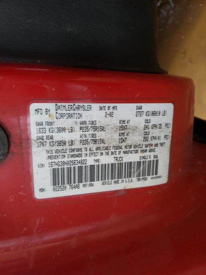 Photo 10 from auction – 2002 DODGE DAKOTA QUA with VIN 1B7HG38N02S634822