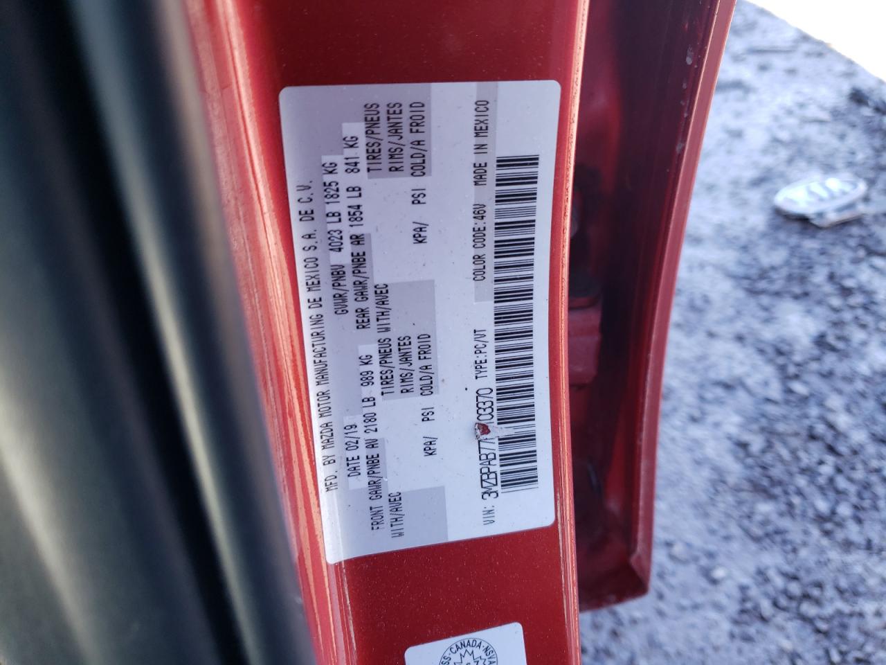 Photo 10 from auction – 2019 MAZDA 3 with VIN 3MZBPAB77KM103370