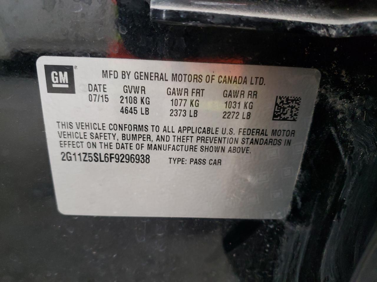 Photo 10 from auction – 2015 CHEVROLET IMPALA LS with VIN 2G11Z5SL6F9296938