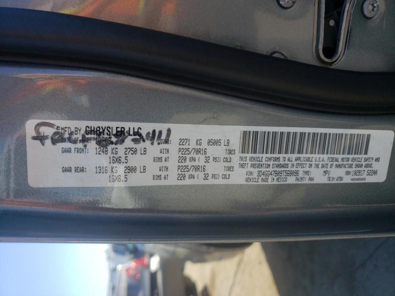 Photo 10 from auction – 2009 DODGE JOURNEY SE with VIN 3D4GG47B09T568096