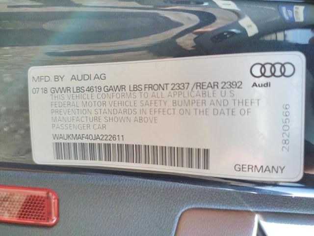 Photo 10 from auction – 2018 AUDI A4 PREMIUM with VIN WAUKMAF40JA222611