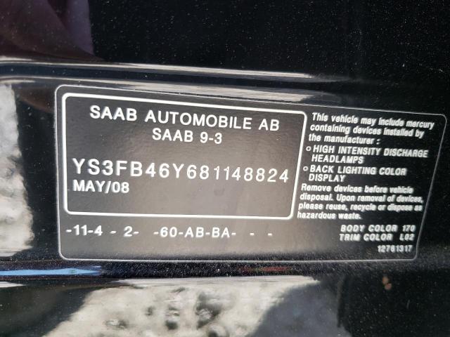 Photo 10 from auction – 2008 SAAB 9-3 2.0T with VIN YS3FB46Y681148824