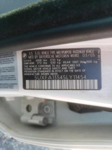 Photo 10 from auction – 2005 BMW X5 3.0I with VIN 5UXFA13545LY11454