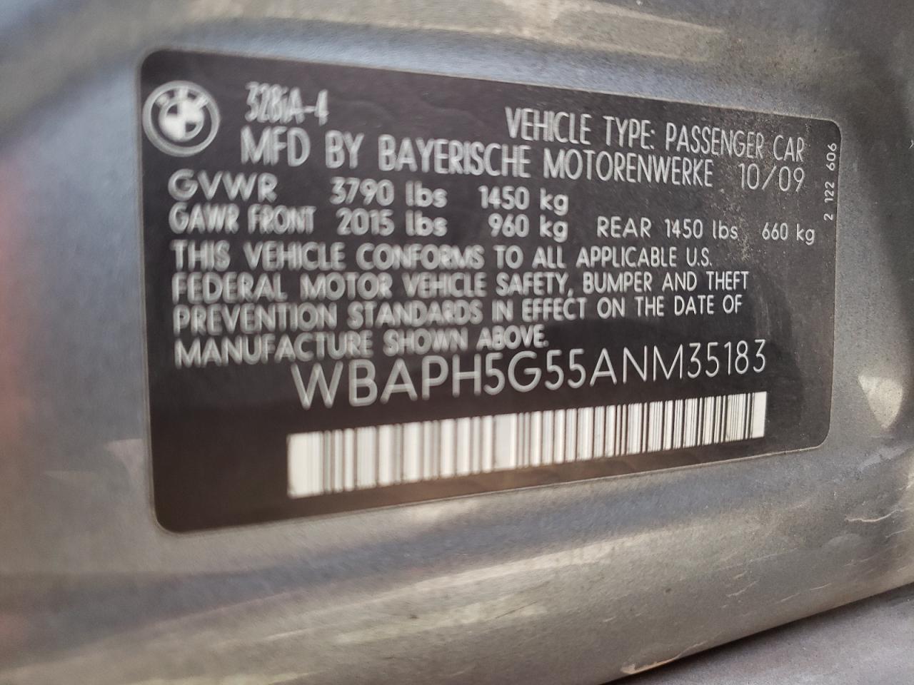Photo 10 from auction – 2010 BMW 328 I SULE with VIN WBAPH5G55ANM35183