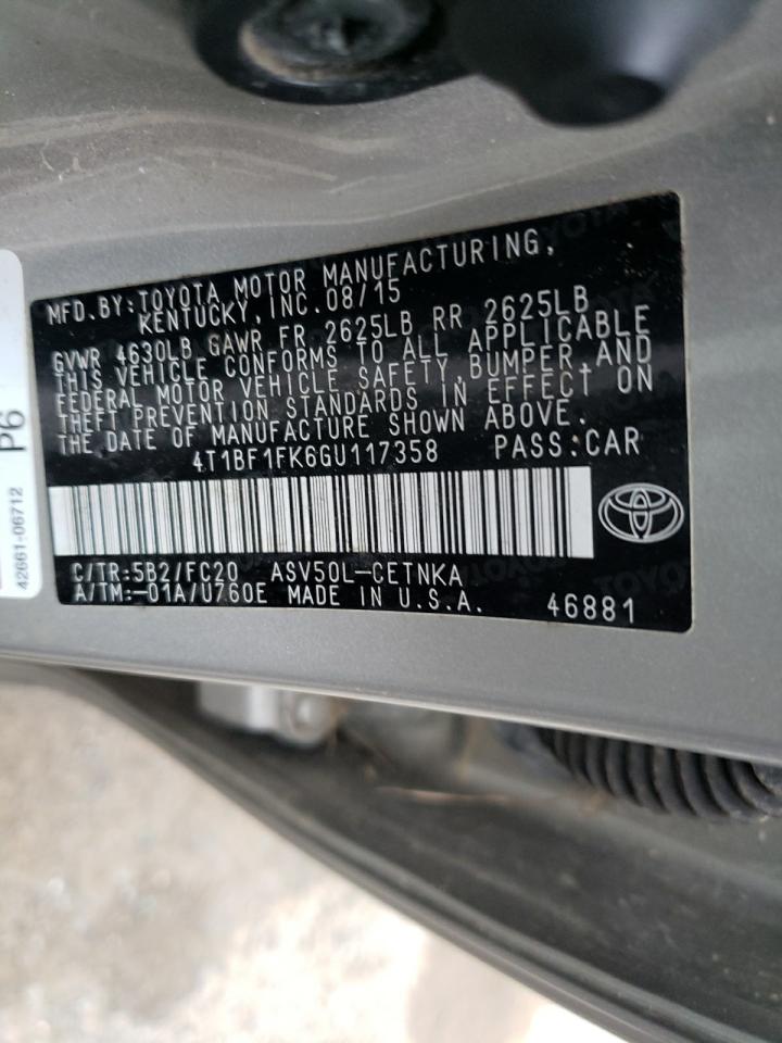 Photo 10 from auction – 2016 TOYOTA CAMRY LE with VIN 4T1BF1FK6GU117358
