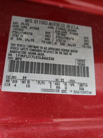Photo 10 from auction – 2003 FORD EXPEDITION with VIN 1FMFU17L03LB66330