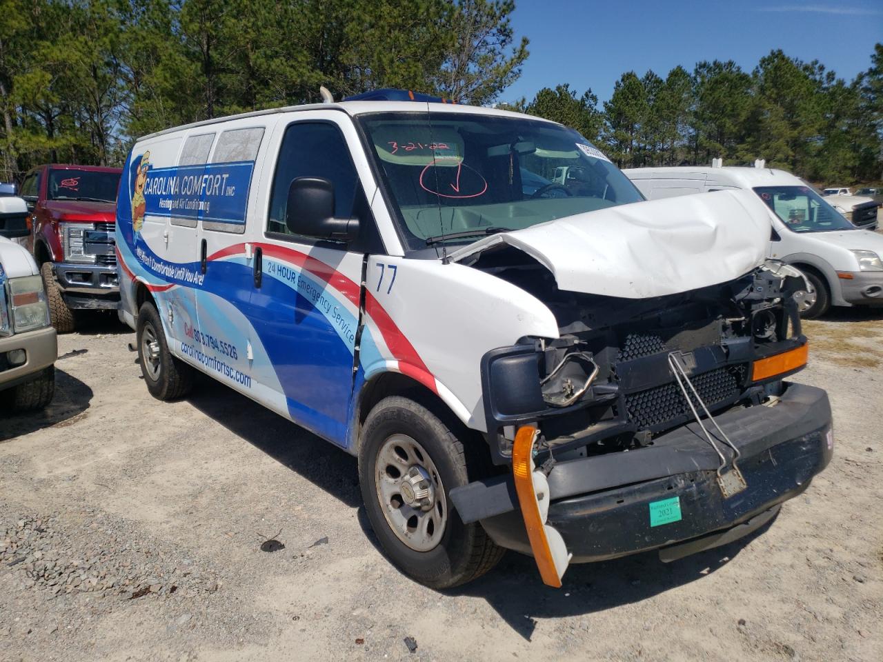 CHEVROLET EXPRESS G1 2013 with VIN 1GCSGAFXXD1103053 - Photo from auction