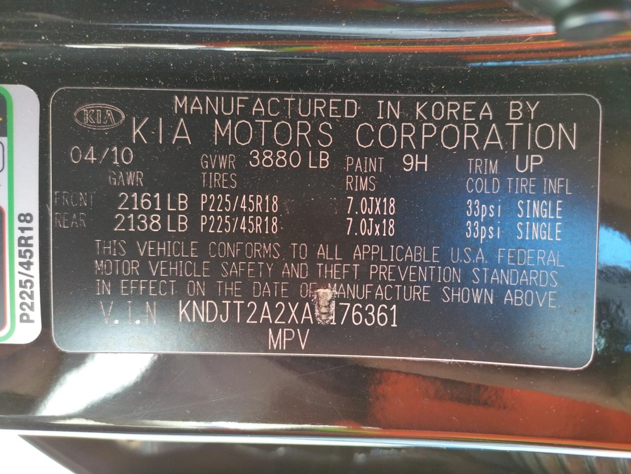 Photo 10 from auction – 2010 KIA SOUL with VIN KNDJT2A2XA7176361