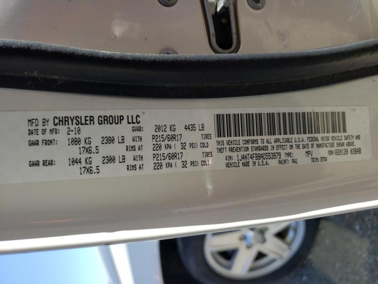 Photo 10 from auction – 2010 JEEP COMPASS SP with VIN 1J4NT4FB8AD553979
