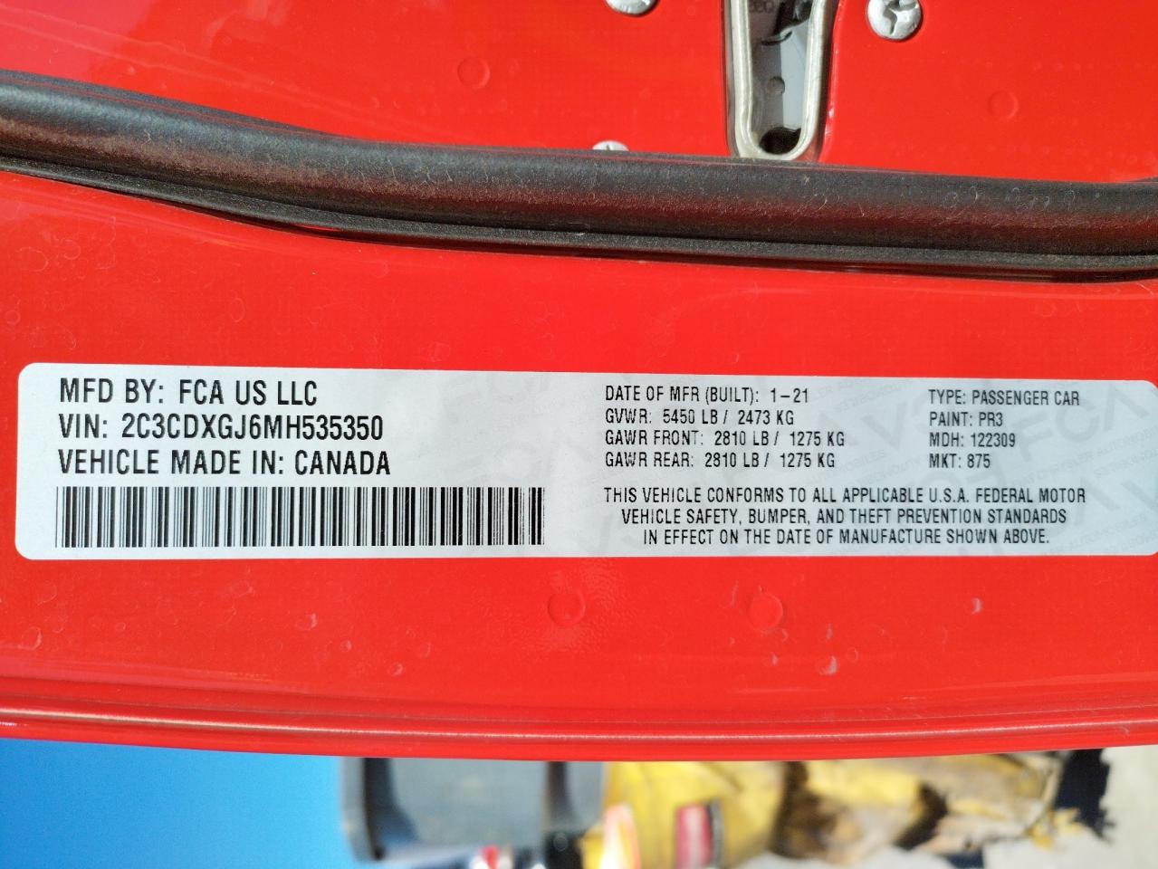 Photo 10 from auction – 2021 DODGE CHARGER SC with VIN 2C3CDXGJ6MH535350